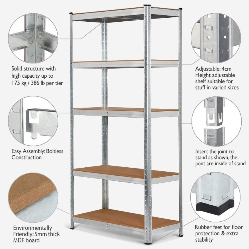 150 x 70 x 30cm Boltless 5 Layer Garage Shelving Unit