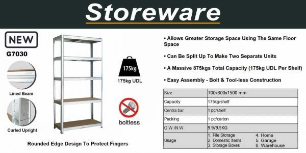 150 x 70 x 30cm Boltless 5 Layer Garage Shelving Unit