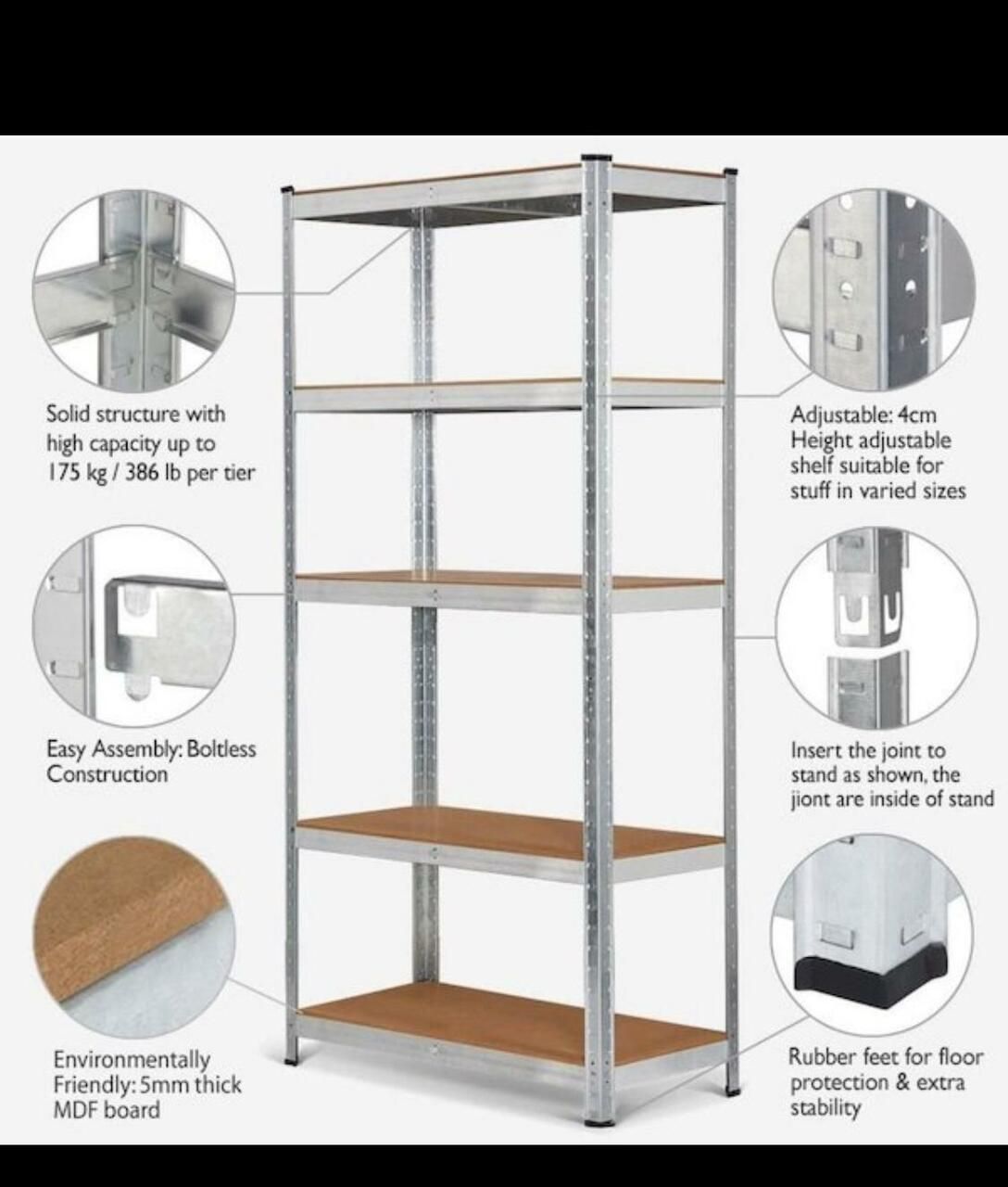 150 x 70 x 30cm Boltless 5 Layer Garage Shelving Unit